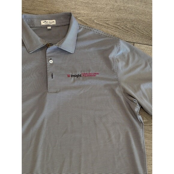 Peter Millar Summer Comfort Polo Large Black Striped Golf Preppy Casual - Picture 1 of 8